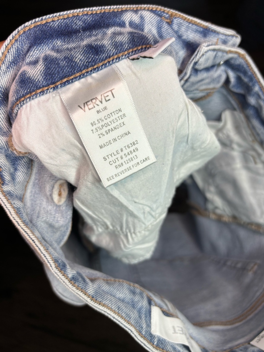 VERVET Blue Rebecca Light Blue Distressed Rolled Hem High Rise Denim Shorts - Picture 12 of 13